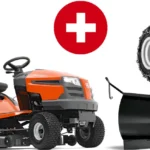Husqvarna Rasentraktor TC 138L Winterpaket mit Schneeschild, Gummileiste, Gewicht und Schneeketten – Modell 2023