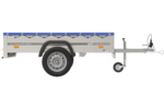 Garden Trailer 200 Kipp Einachsanhänger mit Stützrad und blauer Flachplane – Bild 3
